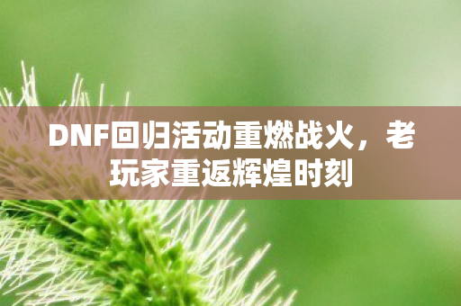 DNF回归活动重燃战火，老玩家重返辉煌时刻