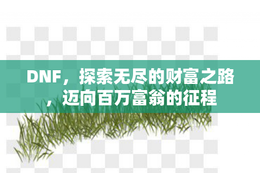 DNF，探索无尽的财富之路，迈向百万富翁的征程