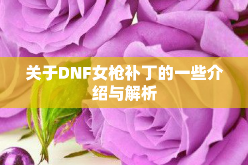 关于DNF女枪补丁的一些介绍与解析 关于DNF女枪补丁的一些介绍与解析