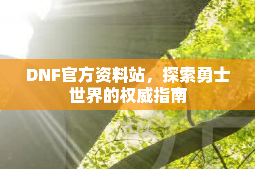DNF官方资料站,探索勇士世界的权威指南 DNF官方资料站,探索勇士世界的权威指南