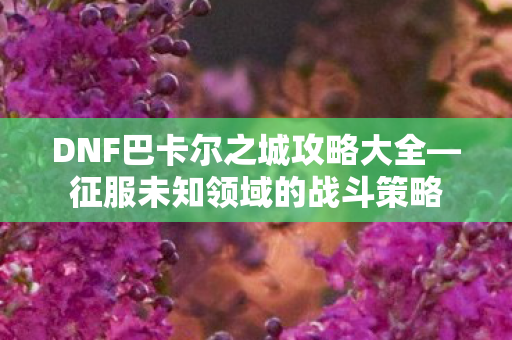 DNF巴卡尔之城攻略大全—征服未知领域的战斗策略 DNF巴卡尔之城攻略大全—征服未知领域的战斗策略
