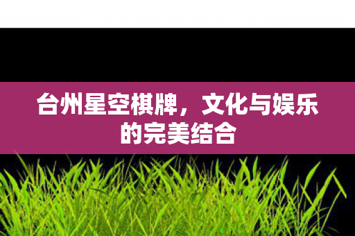台州星空棋牌，文化与娱乐的完美结合