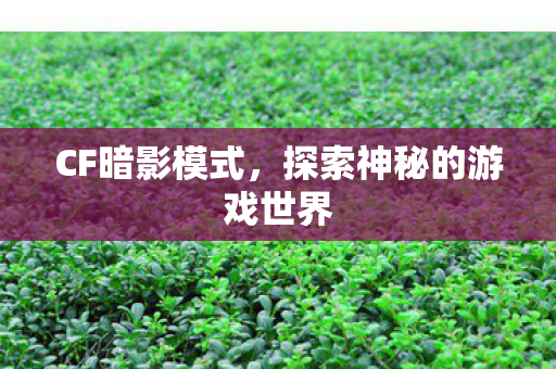 CF暗影模式,探索神秘的游戏世界 CF暗影模式,探索神秘的游戏世界