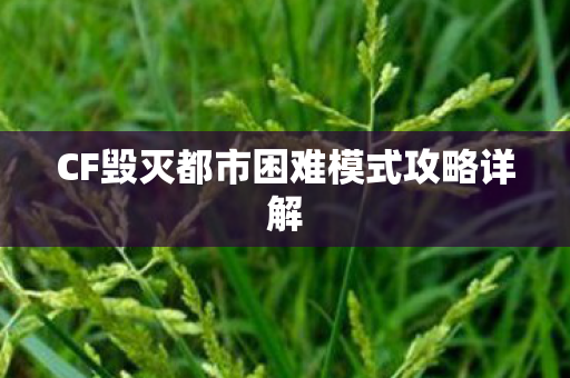 CF毁灭都市困难模式攻略详解