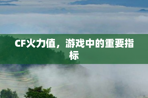 CF火力值，游戏中的重要指标
