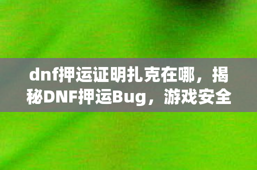 dnf押运证明扎克在哪,揭秘DNF押运Bug,游戏安全漏洞与应对策略 dnf押运证明扎克在哪,揭秘DNF押运Bug,游戏安全漏洞与应对策略