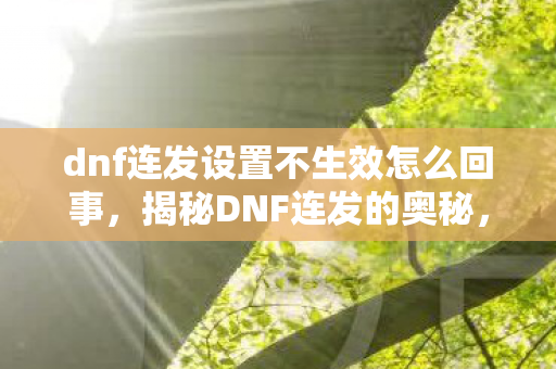 dnf连发设置不生效怎么回事,揭秘DNF连发的奥秘,高效操作技巧大解析 dnf连发设置不生效怎么回事,揭秘DNF连发的奥秘,高效操作技巧大解析