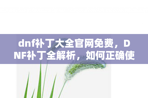 dnf补丁大全官网免费，DNF补丁全解析，如何正确使用补丁让你的游戏体验更佳？