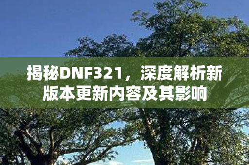 揭秘DNF321,深度解析新版本更新内容及其影响 揭秘DNF321,深度解析新版本更新内容及其影响