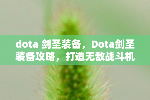 dota 剑圣装备，Dota剑圣装备攻略，打造无敌战斗机器