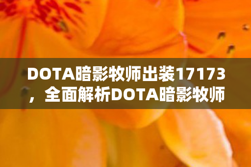 DOTA暗影牧师出装17173，全面解析DOTA暗影牧师的出装策略，从新手到高手的必备指南
