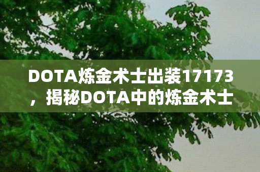 DOTA炼金术士出装17173，揭秘DOTA中的炼金术士，掌握核心技巧，轻松登顶天梯高手榜
