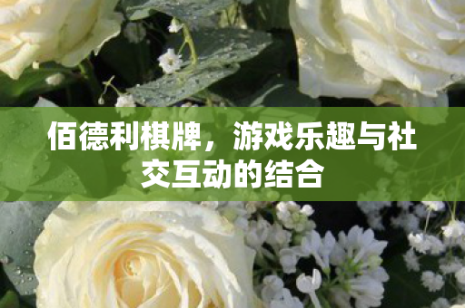 佰德利棋牌，游戏乐趣与社交互动的结合