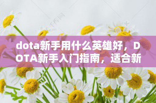 dota新手用什么英雄好，DOTA新手入门指南，适合新手选择的英雄推荐