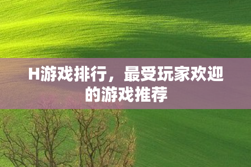 H游戏排行，最受玩家欢迎的游戏推荐