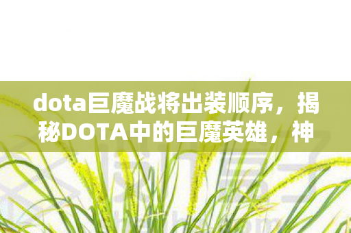 dota巨魔战将出装顺序，揭秘DOTA中的巨魔英雄，神秘而强大的存在