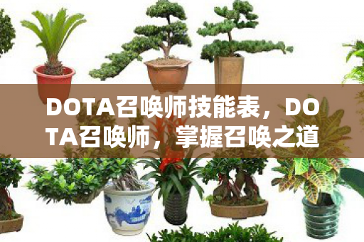 DOTA召唤师技能表，DOTA召唤师，掌握召唤之道的英雄解析