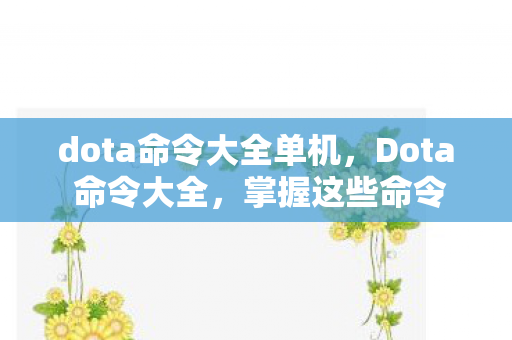 dota命令大全单机，Dota 命令大全，掌握这些命令，成为游戏高手！