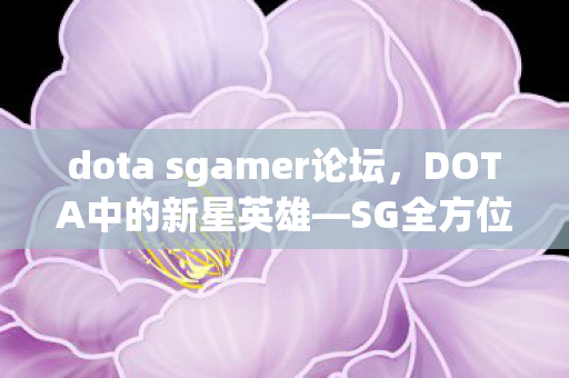dota sgamer论坛，DOTA中的新星英雄—SG全方位解析