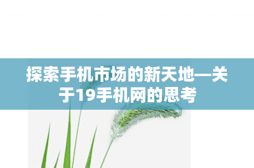 探索手机市场的新天地—关于19手机网的思考