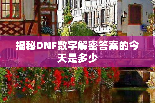 揭秘DNF数字解密答案的今天是多少