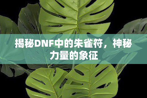 揭秘DNF中的朱雀符，神秘力量的象征