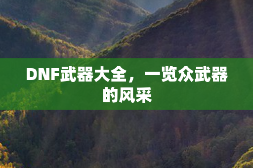 DNF武器大全，一览众武器的风采