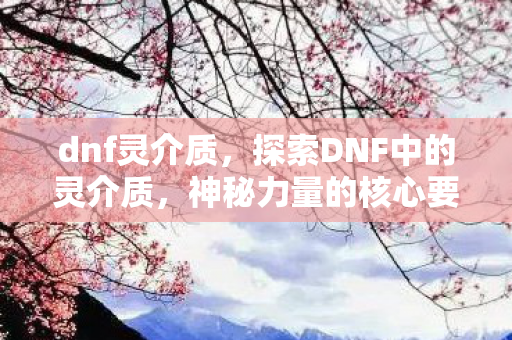 dnf灵介质,探索DNF中的灵介质,神秘力量的核心要素 dnf灵介质,探索DNF中的灵介质,神秘力量的核心要素