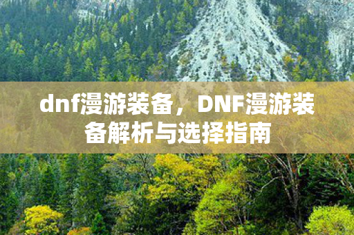 dnf漫游装备,DNF漫游装备解析与选择指南 dnf漫游装备,DNF漫游装备解析与选择指南