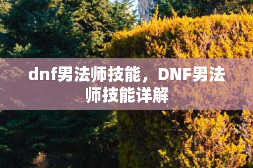 dnf男法师技能，DNF男法师技能详解