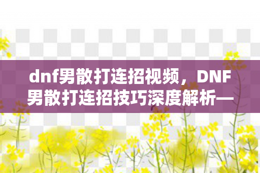 dnf男散打连招视频,DNF男散打连招技巧深度解析—连招组合与实战应用 dnf男散打连招视频,DNF男散打连招技巧深度解析—连招组合与实战应用