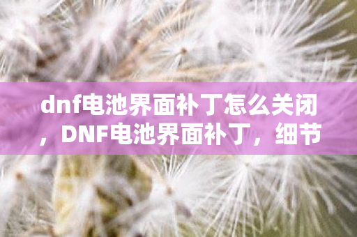 dnf电池界面补丁怎么关闭,DNF电池界面补丁,细节解析与实用指南 dnf电池界面补丁怎么关闭,DNF电池界面补丁,细节解析与实用指南