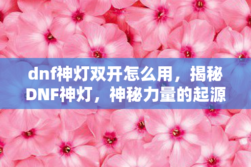 dnf神灯双开怎么用,揭秘DNF神灯,神秘力量的起源与影响 dnf神灯双开怎么用,揭秘DNF神灯,神秘力量的起源与影响