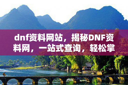 dnf资料网站，揭秘DNF资料网，一站式查询，轻松掌握游戏秘籍