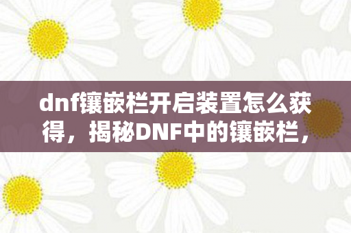 dnf镶嵌栏开启装置怎么获得，揭秘DNF中的镶嵌栏，如何巧妙利用提升角色实力？