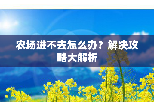 农场进不去怎么办？解决攻略大解析