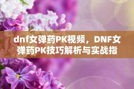 dnf女弹药PK视频,DNF女弹药PK技巧解析与实战指南 dnf女弹药PK视频,DNF女弹药PK技巧解析与实战指南