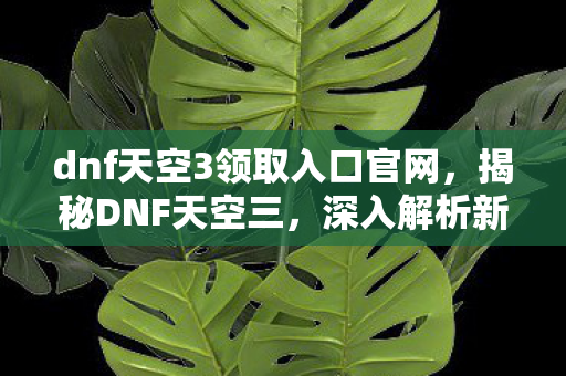 dnf天空3领取入口官网，揭秘DNF天空三，深入解析新版本的独特魅力