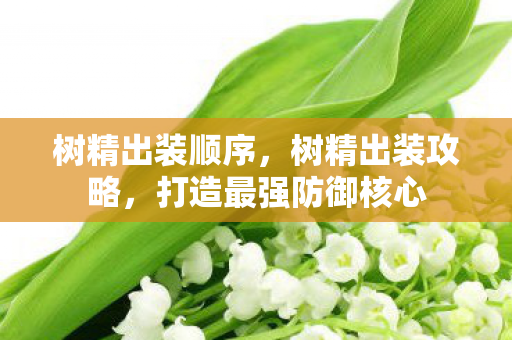 树精出装顺序，树精出装攻略，打造最强防御核心