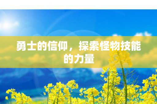 勇士的信仰,探索怪物技能的力量 勇士的信仰,探索怪物技能的力量