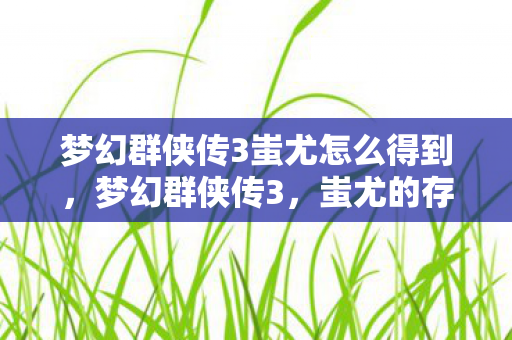 梦幻群侠传3蚩尤怎么得到，梦幻群侠传3，蚩尤的存档之旅