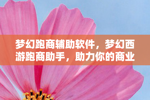 梦幻跑商辅助软件，梦幻西游跑商助手，助力你的商业冒险之旅