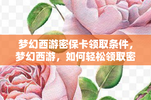 梦幻西游密保卡领取条件，梦幻西游，如何轻松领取密保卡，保障账号安全？