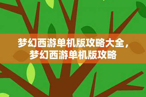 梦幻西游单机版攻略大全，梦幻西游单机版攻略