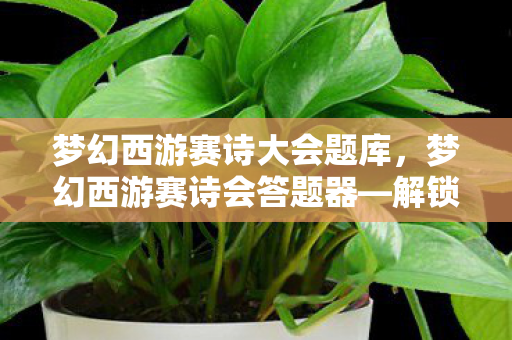梦幻西游赛诗大会题库，梦幻西游赛诗会答题器—解锁诗词大会的秘诀