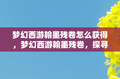 梦幻西游翰墨残卷怎么获得，梦幻西游翰墨残卷，探寻千年古卷背后的神秘故事