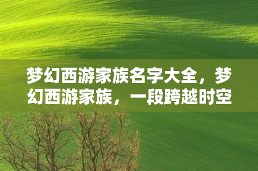梦幻西游家族名字大全，梦幻西游家族，一段跨越时空的情缘传奇