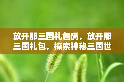 放开那三国礼包码，放开那三国礼包，探索神秘三国世界，尽享游戏乐趣
