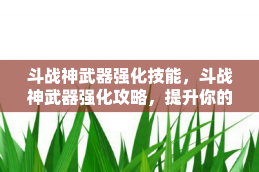 斗战神武器强化技能，斗战神武器强化攻略，提升你的战斗力必备指南