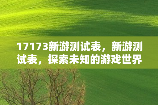 17173新游测试表，新游测试表，探索未知的游戏世界
